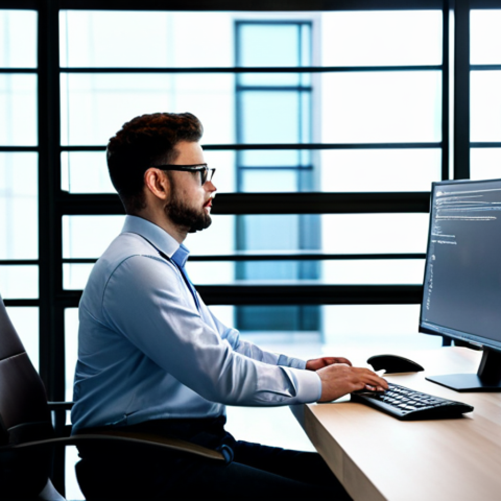 A professional software developer in a modern, well-lit office, dressed in a modest business casual outfit. They are sitting at a sleek desk, attentively observing a large monitor displaying a Windows Terminal window with clean, color-coded text showing batch file commands executing smoothly. The background is a blurred, contemporary office environment with subtle tech elements. The developer has a natural pose, perfect anatomy, correct proportions, well-formed hands, and proper finger count. This image conveys efficient automation and control, highlighting a sense of accomplishment. Professional photography, high resolution, soft lighting. Safe for work, appropriate content, fully clothed, professional dress.
