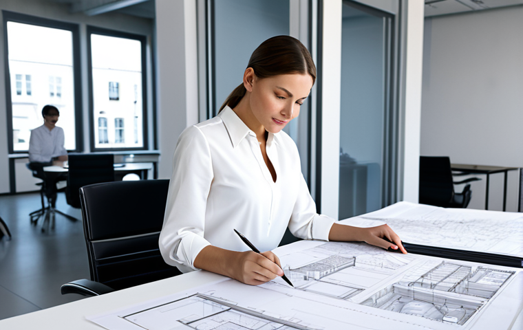 리눅스에서 사용자 계정 관리 방법 - **

A skilled female architect, fully clothed in professional attire (modest blouse, slacks), review...