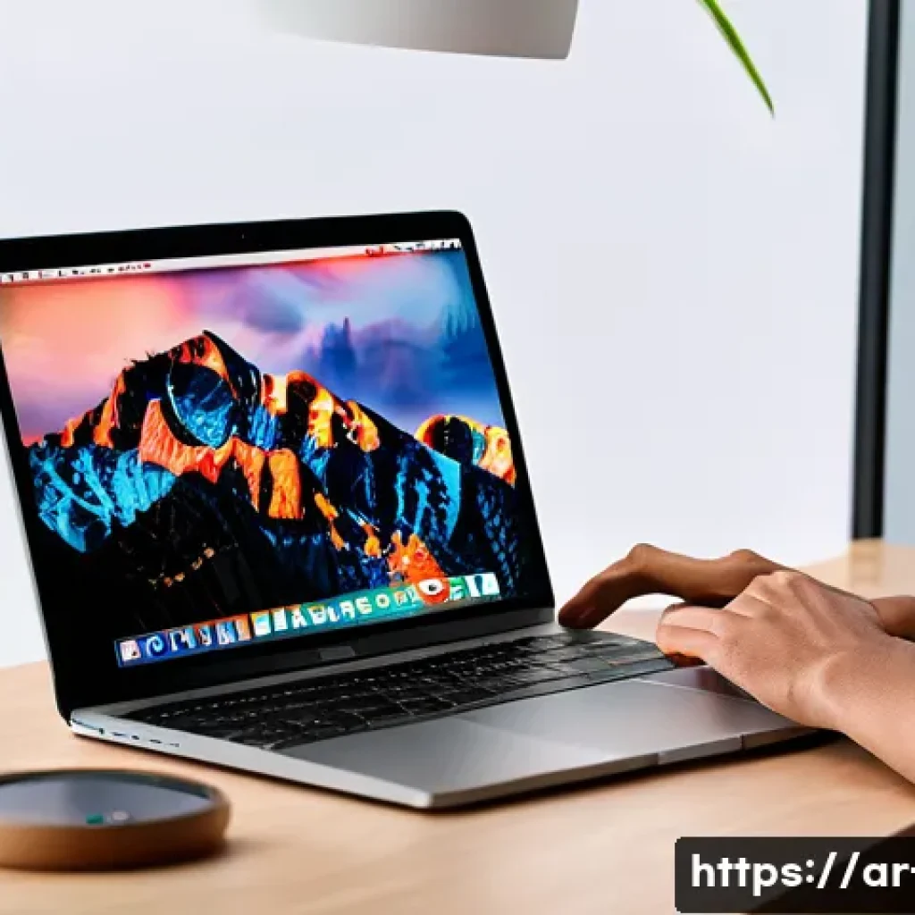 macOS에서 소프트웨어 설치 및 삭제 - **Prompt:** A mid-shot of a person (25-35 years old, dressed in smart-casual, modest clothing) happi...