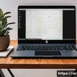 리눅스 초보자를 위한 설치 가이드 - A modern, cozy home office setup designed for an Arabic-speaking beginner learning Linux, featuring ...